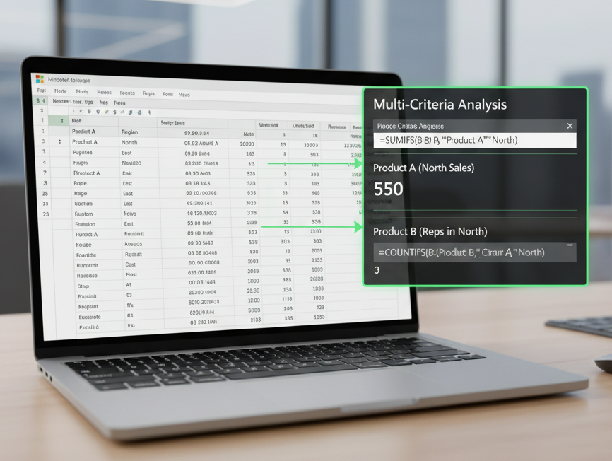 Master Your Data: Essential Excel Commands and Formulas for Efficiency - Excelxyz - Helping Beginners To Build Automation in Excel SUMIFS and COUNTIFS for Multi-Criteria Aggregation